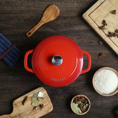 双立人圆形炖锅红色24cm