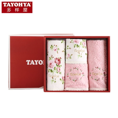 多样屋花园玫瑰纯棉男女舒适毛巾礼盒套装企业福利团购礼品礼物定制